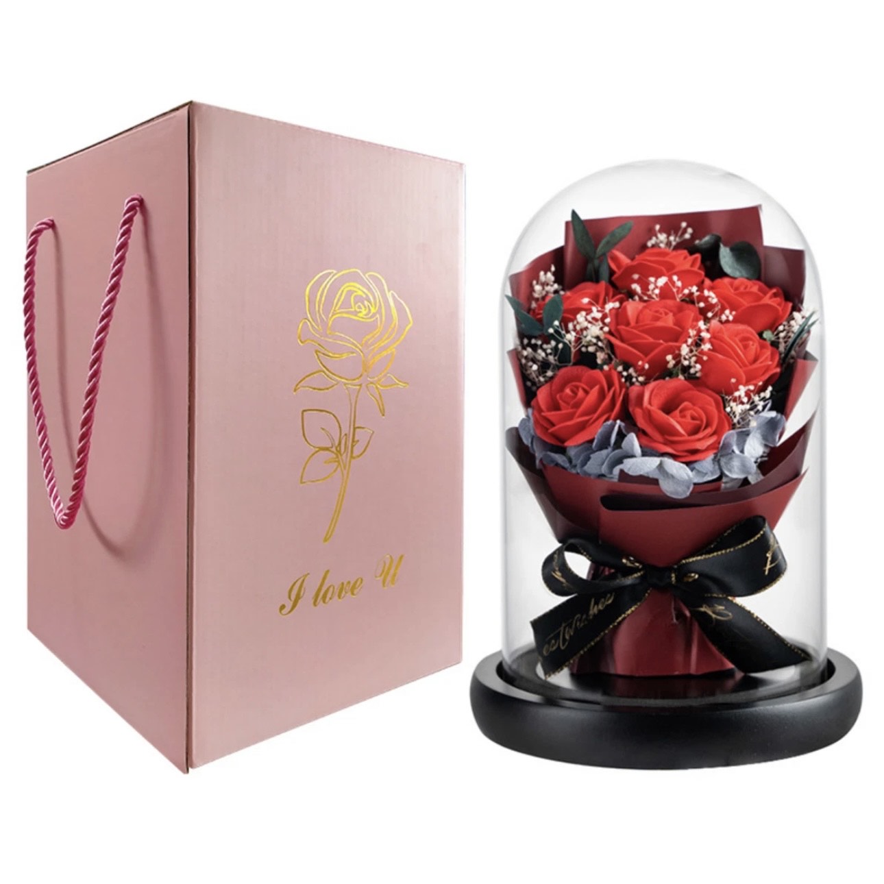 Luxury Rose Bouquet Lamp (Wide Base)